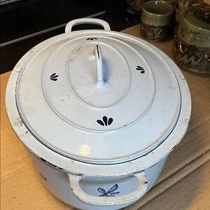 Elegant Blue Enamel Cookware with Dark Blue Accents DRU Made in Holland